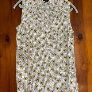 Talbots White and Yellow Floral Sleeveless Blouse